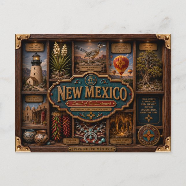 New Mexico Shadow Box 3D Figurine State Postcard (Front)