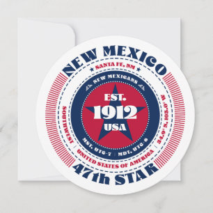 New Mexico State Circular Typography Flat Card