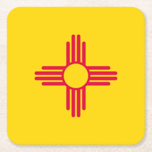 New Mexico State Flag Design Square Paper Coaster