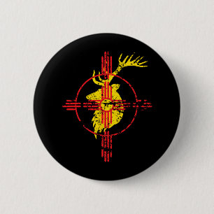 New Mexico State Flag Elk Hunting Zia Symbol Desig 6 Cm Round Badge