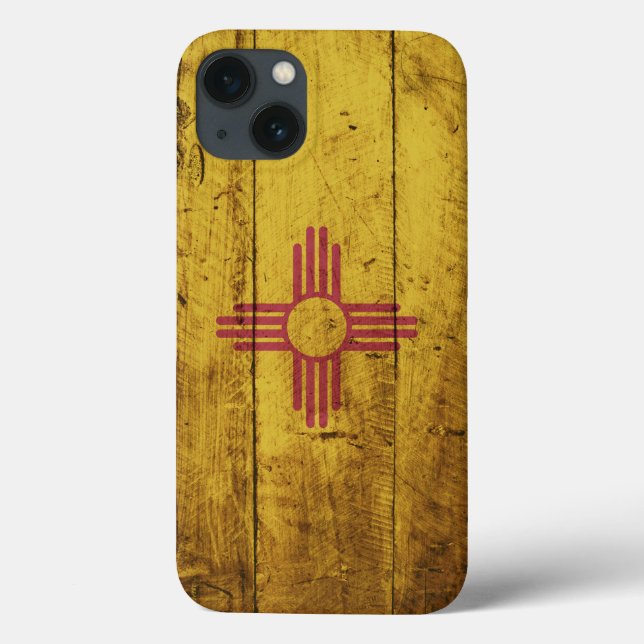 New Mexico State Flag on Old Wood Grain Case-Mate iPhone Case (Back)