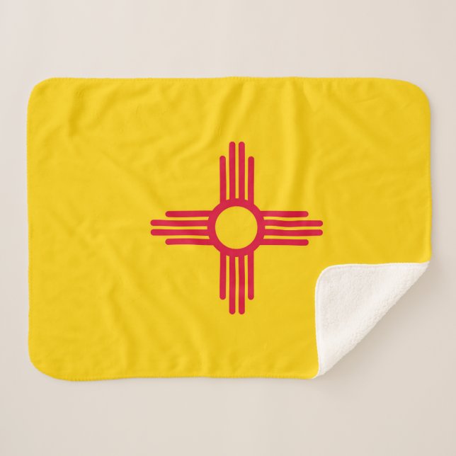 New Mexico State Flag Print Patriotic Sherpa Blanket (Front (Horizontal))