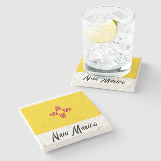 New Mexico State Flag - Stone Coaster (Side)