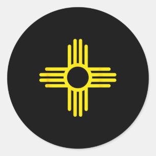 New Mexico State Flag Zia Symbol Flag  Classic Round Sticker