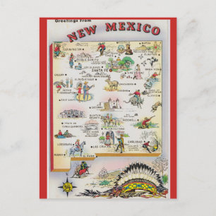 New Mexico State Map Postcard