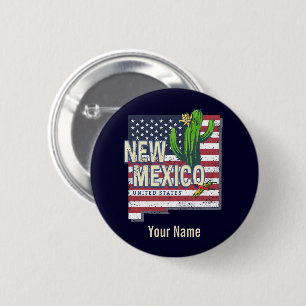 New Mexico State United States Map Vintage USA 6 Cm Round Badge