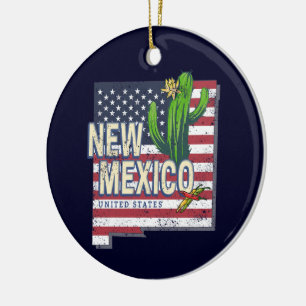 New Mexico State United States Map Vintage USA Ceramic Ornament