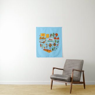New Mexico Travel Icons Tapestry