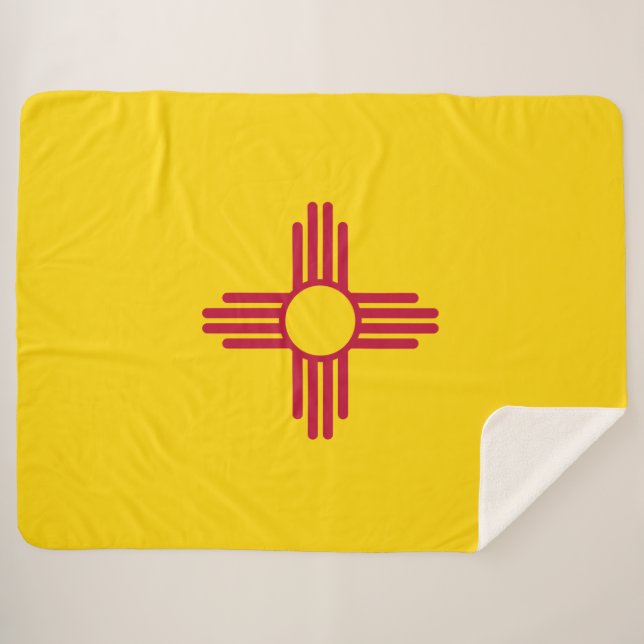 New Mexico (US State) Flag Sherpa Blanket (Front (Horizontal))