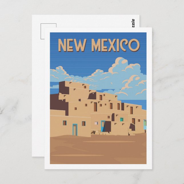 New Mexico USA Famous Travel Place Illustration Postcard (Front/Back)