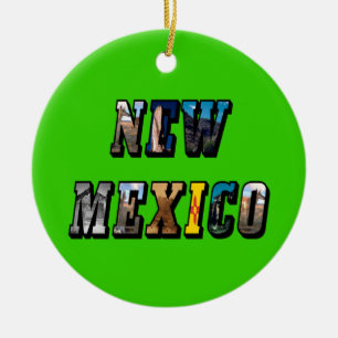 New Mexico, USA Text Ceramic Ornament