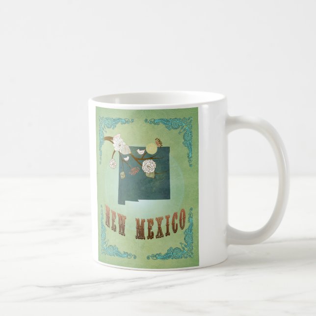 New Mexico Vintage State Map – Green Coffee Mug (Right)