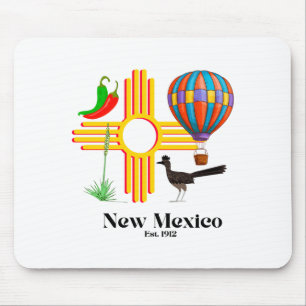 New Mexico Zia_ Chiles, Balloon, Roadrunner, Yucca Mouse Pad