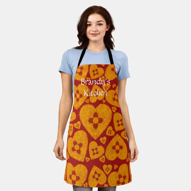 New Mexico Zia Heart Apron (Worn)