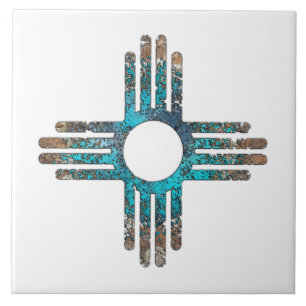 New Mexico Zia Sun Symbol Ceramic Tile