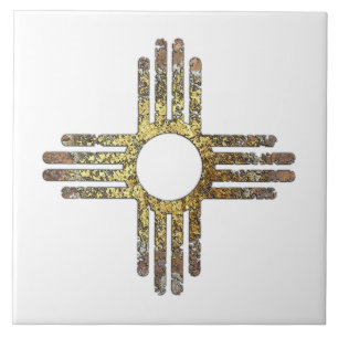 New Mexico Zia Sun Symbol Ceramic Tile