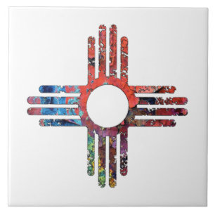New Mexico Zia Sun Symbol Ceramic Tile