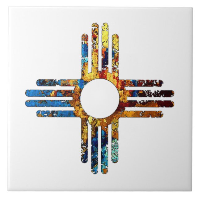 New Mexico Zia Sun Symbol Ceramic Tile (Front)