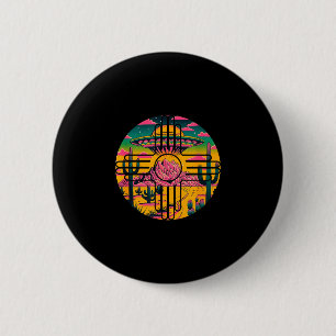 New mexico zia symbol roswell ufo alien colourful 6 cm round badge