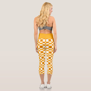 New Mexico Zia Yellow Red White Squares Capri Leggings