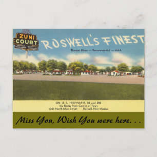 New Mexico, Zuni Court, Roswell Postcard