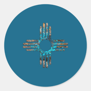 New Mexicos Zia Sun Symbol  Classic Round Sticker