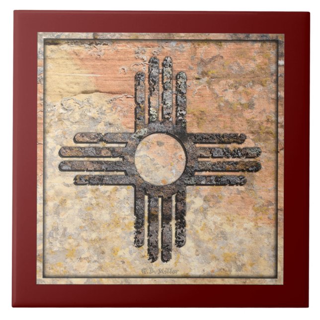 New Mexico's Zia Sun Symbol - Talking Canyons, New Ceramic Tile (Front)