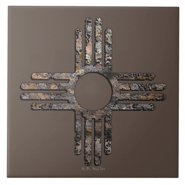 New Mexico's Zia Sun Symbol - Talking Canyons, New Ceramic Tile (Front)