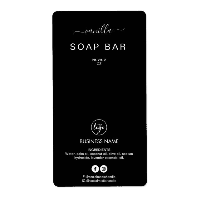 New Minimalist Black Soap Bar Product Labels (Front)