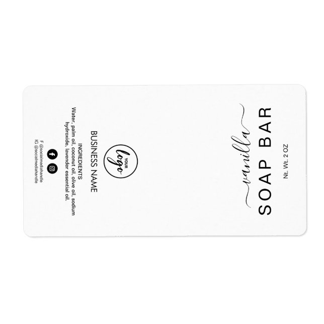 New Minimalist White Soap Bar Labels (Front)