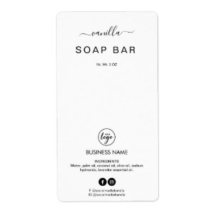 New Minimalist White Soap Bar Product Labels
