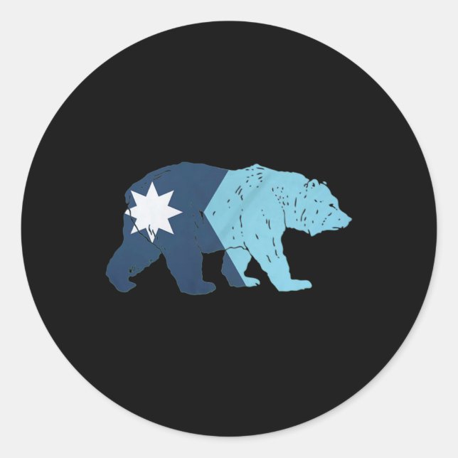New Minnesota State Flag Bear  Classic Round Sticker (Front)