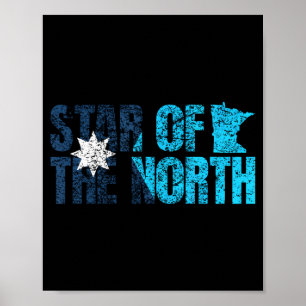 New Minnesota State Flag Mn Star Of The North Map Poster