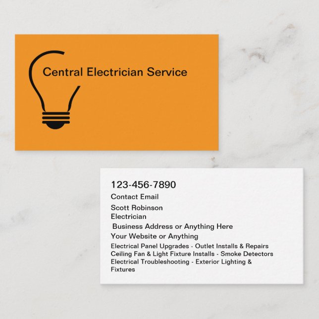 New Modern Electrician Service Business Cards (Front/Back)
