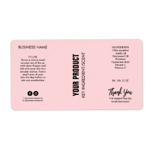 New Modern Pastel Pink Body Butter Jar Labels