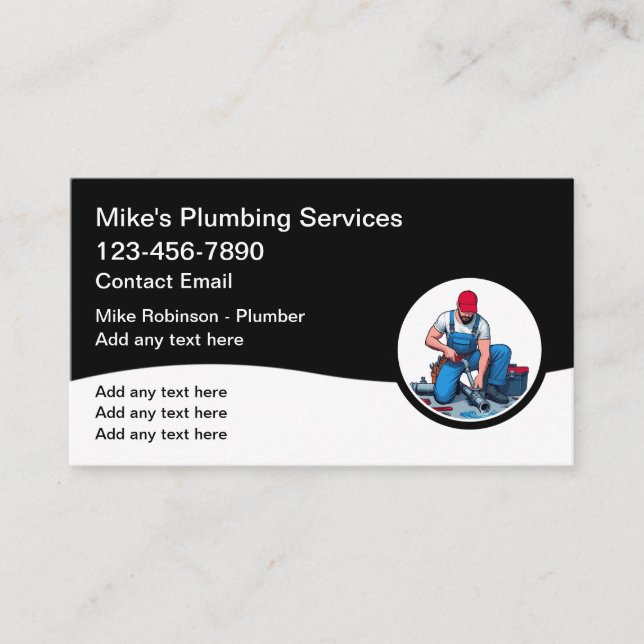 New Modern Plumber Business Cards (Front)