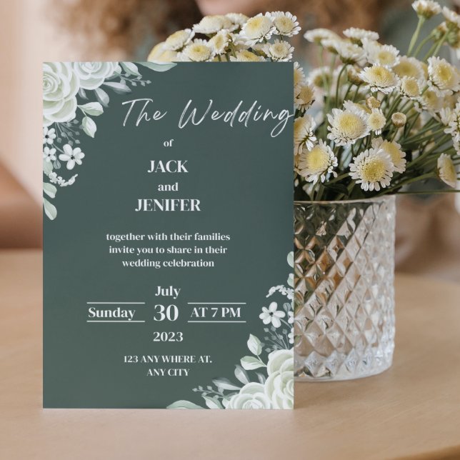 New Modern Sage Green with White Simple Wedding Invitation (Creator Uploaded)