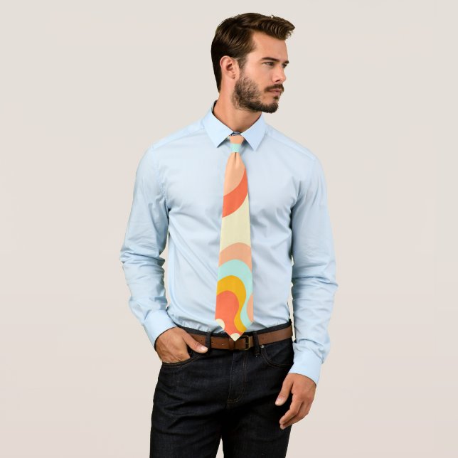 New Modern Wavy Peach Swag Neck Tie (In Situ)