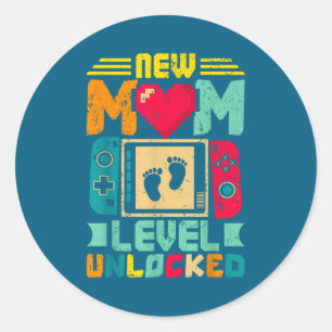 New Mom Level Unlocked Gamer Valentine's  Classic Round Sticker