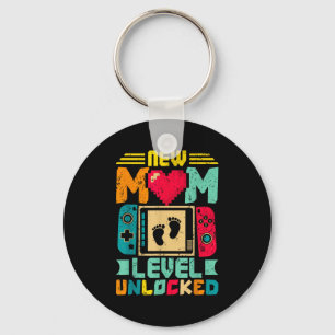 New Mom Level Unlocked Gamer Valentine's  Key Ring