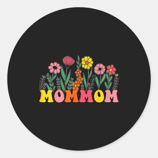 New Mommom Wildflower Floral First Birthday &amp;  Classic Round Sticker (Front)