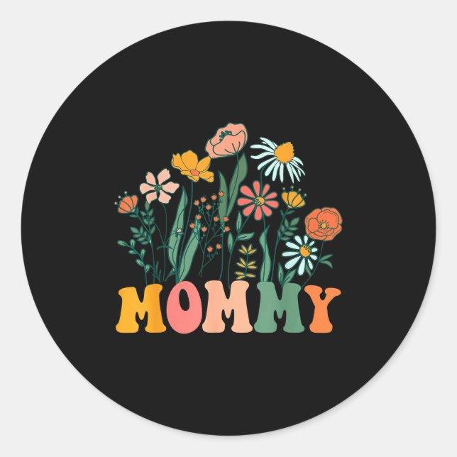 New Mommy Wildflower First Birthday &amp; Baby Sho Classic Round Sticker (Front)