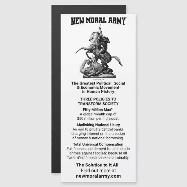 New Moral Army™ Magnetic Information Card 4" x 9" (Front/Back)