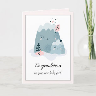 New Mother Mum Baby Girl Congratulations Greeting Holiday Card