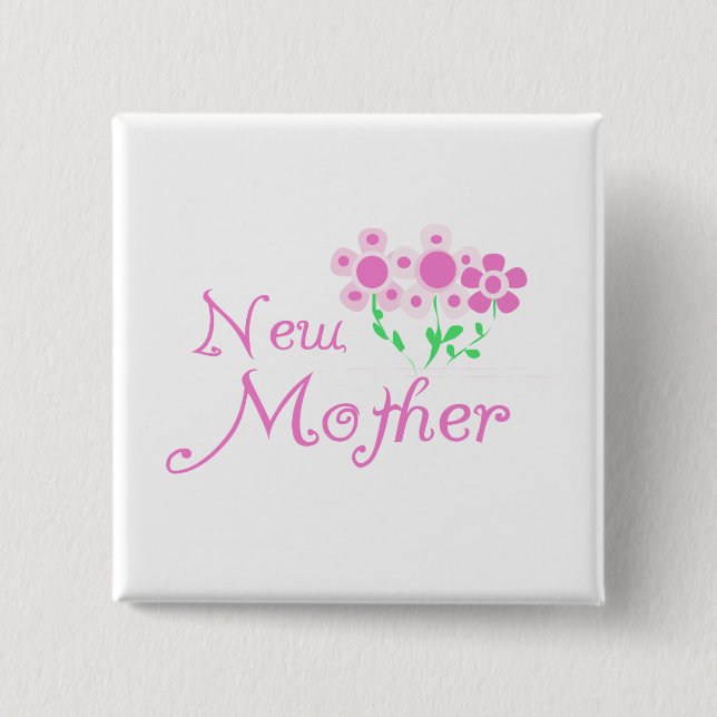 New Mother Pink Flowers T-shirts and Gifts 15 Cm Square Badge (Front)