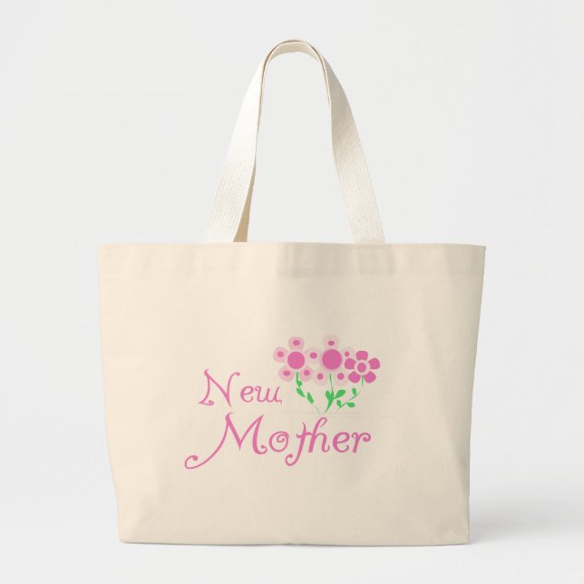 New Mother Pink Flowers T-shirts and Gifts Large Tote Bag (Front)