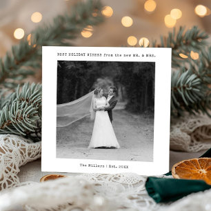 New Mr. and Mrs. Black/White Typewriter Photo Holiday Card