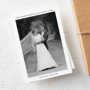 New Mr. and Mrs. Black/White Typewriter Photo Holiday Card