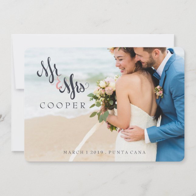 New Mr Mrs Modern Elopement Marriage Announcement (Front)