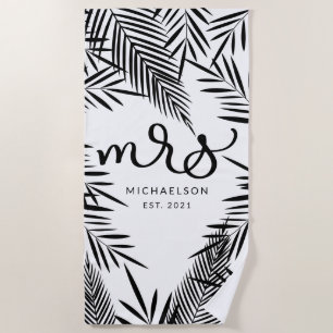 New Mrs.   Tropical Leaves Beach Towel